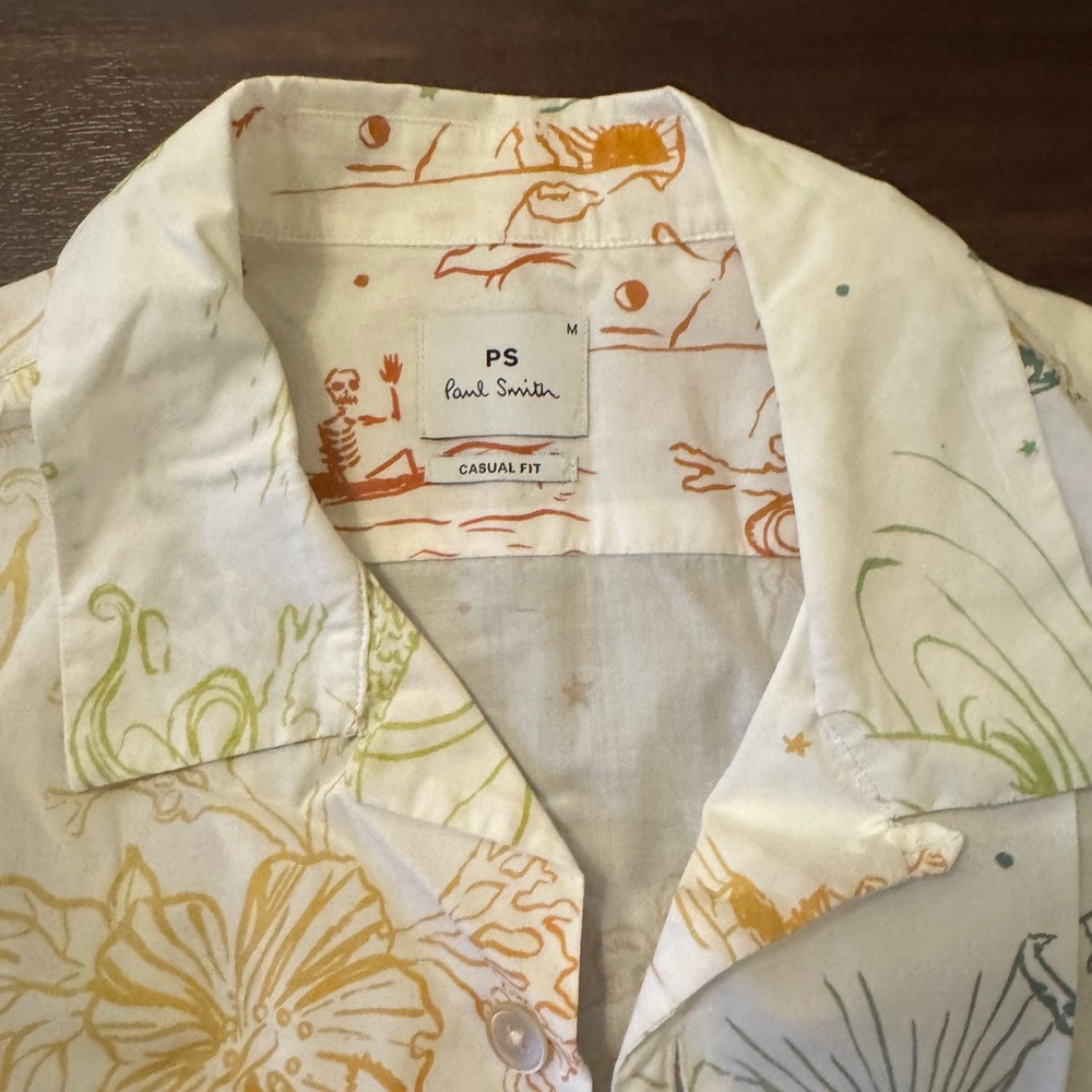 Paul Smith White Shirt with Orange and Green Print